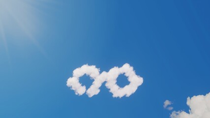 3d rendering of white clouds in shape of symbol of Lennon glasses on blue sky with sun