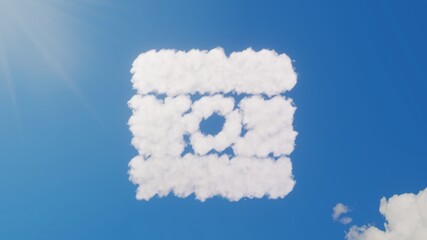 3d rendering of white clouds in shape of symbol of India on blue sky with sun