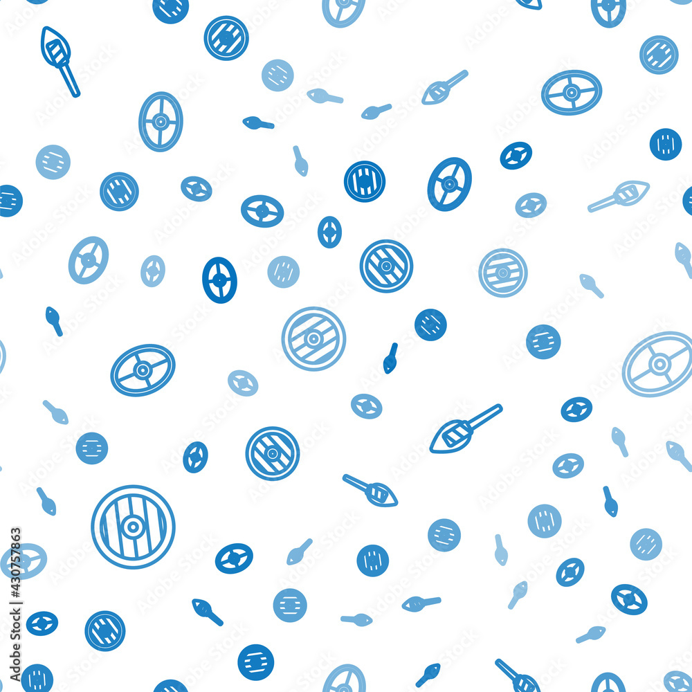 Poster set line greek shield, torch flame and on seamless pattern. vector