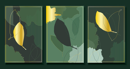Nature Abstract Templates Green And Gold Art
