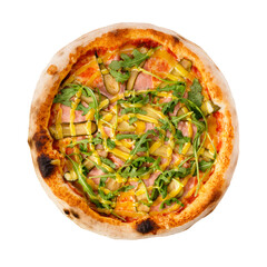 Pizza isolated on a white background. Way in path.