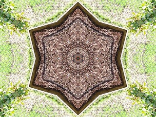 Kaleidoscope in Soft Lime Green and Soft Brown