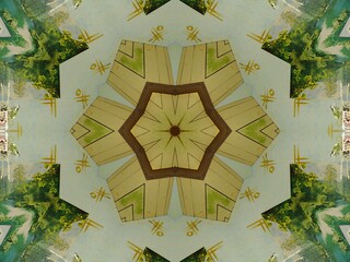 Kaleidoscope in Soft Lime-Green and Mustard Yellow