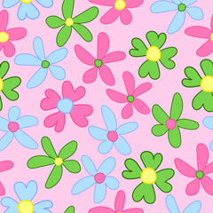 Hand drawn trendy flower vector seamless pattern for textile and printing-Elegant ditsy floral texture with pink background
