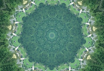 Kaleidoscope in Soft Petrol and Soft Green