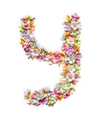 The letter Y. Floral alphabet. Set of flower letters isolated on white. Flower font.