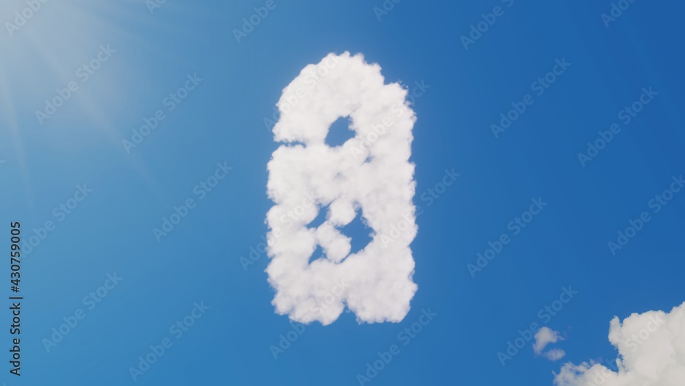 Poster 3d rendering of white clouds in shape of symbol of do not disturb on blue sky with sun