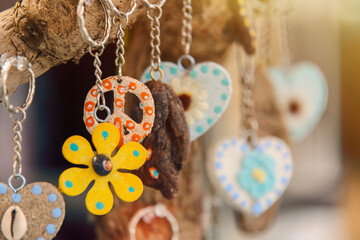 Handmade keychains made of wood.
Symbol of peace and hippies