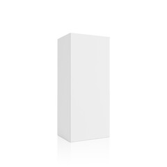 blank packaging white cardboard box isolated on white background ready for packaging design. 3d render