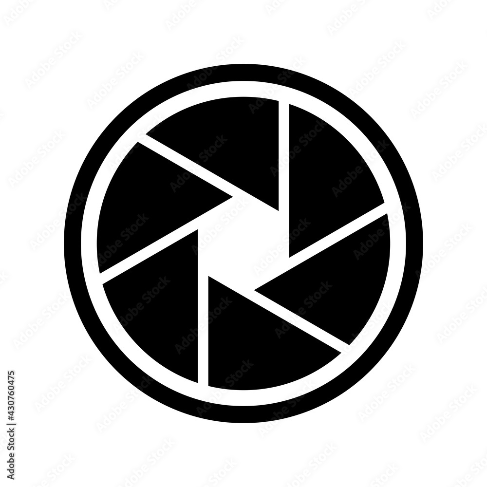 Poster camera shutter icon. black vector icon solated on white. element for design
