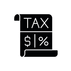 Tax form glyph icon. Taxation. Contour symbol. Vector isolated outline drawing.