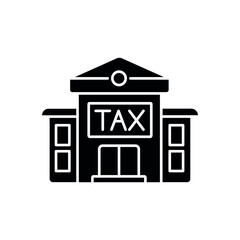 Tax office building glyph icon. Taxation. Contour symbol. Vector isolated outline drawing.