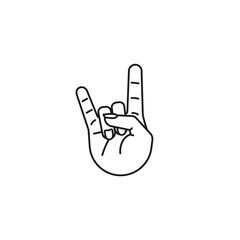 Obraz premium Hand showing heavy metal horns gesture vector line icon