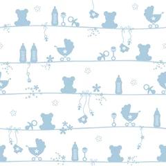 Endlosmuster Babysymbole Junge Retroblau © Jan Engel