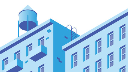 Isometric Building Facade Illustration