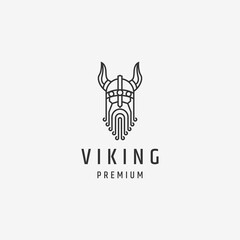 Viking mono line logo icon design template vector illustration