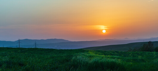 Fototapeta premium Sunset in the mountains of Azerbaijan.