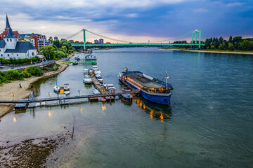 Fototapeta premium Restaurant boat in Cologne city, Rhine river