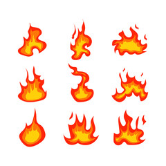 collection set of cartoon fire flame icon
