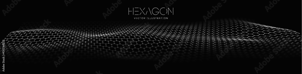 Aufkleber hexagon wave vector template. modern 3d graphic geometric background. digital technology web flow ab