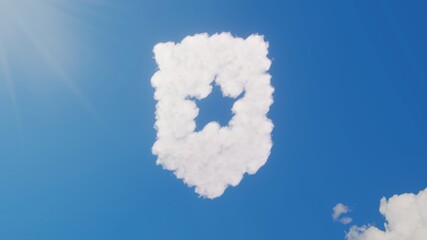 3d rendering of white clouds in shape of symbol of shapes on blue sky with sun