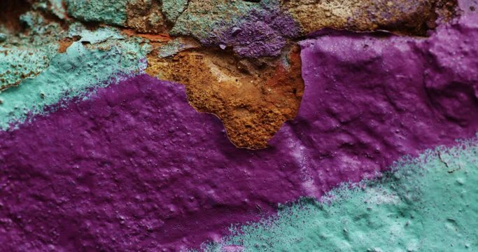 Pan right close up shot of a chipped paint.
