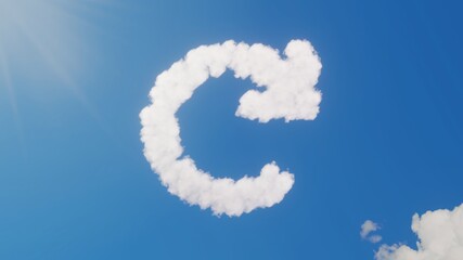 3d rendering of white clouds in shape of symbol of redo on blue sky with sun