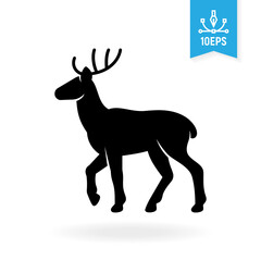 Obraz premium Deer silhouette icon. Wildlife vector illustration. Wild animal sign.