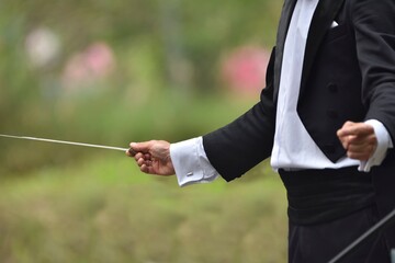 conductor with a baton during the concert