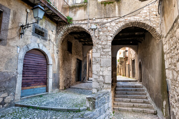 Guardia Sanframondi, Italy, alleys between the old houses of a medieval village in the province of Benevento, Italy. 