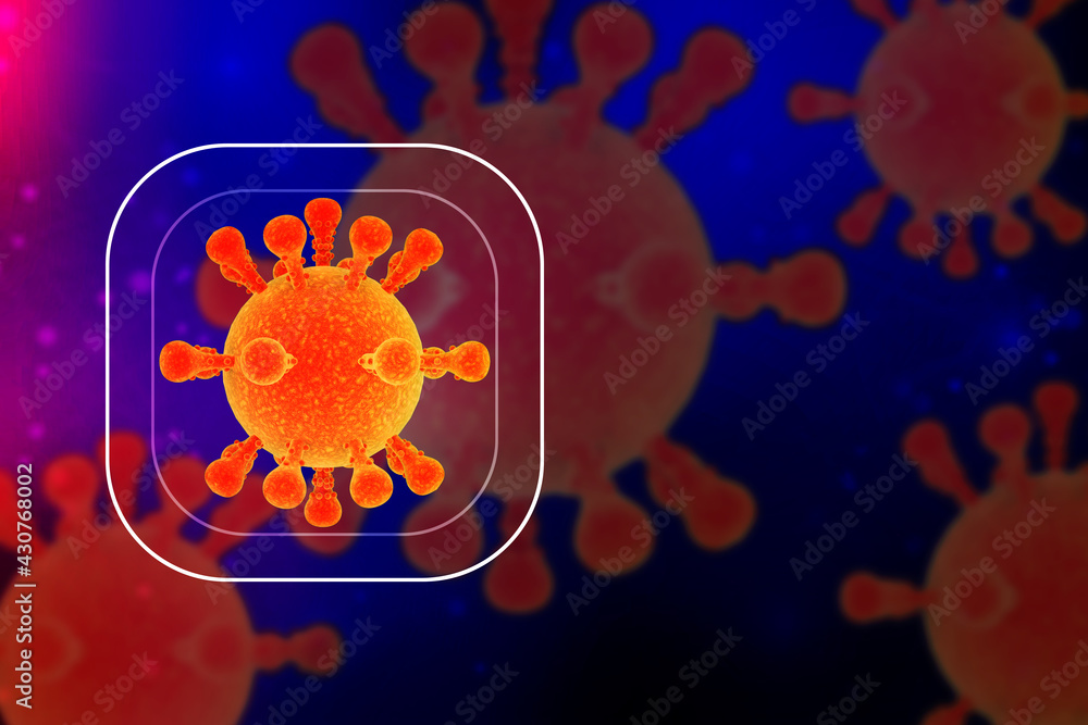 Poster 3d rendering virus bacteria cells background