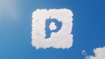 3d rendering of white clouds in shape of symbol of parking on blue sky with sun