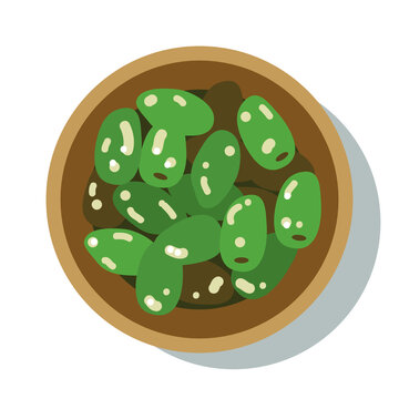 recommend clip art: olives in a plate. Isolated object. Natural vegetable health food. Modern vector flat illustration isolated on white. For restaurant, cafe, gift card, sticker, postcard, fabric, t-shirt, poster, gifts