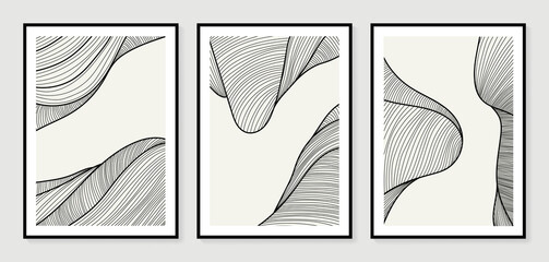 Abstract art background vector. Minimalist modern contour drawing. contemporary abstract line art design for wall art, wallpaper, home decoration, cover, printable painting. 