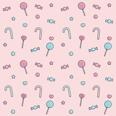 ミルキーなキャンディのシームレスパターン（ピンク）