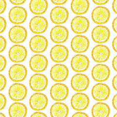 Hand drawn watercolor pattern with fruit - lemons
