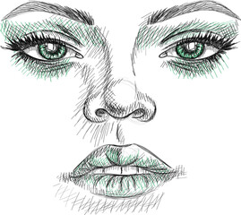 Obraz premium Woman Face - Stylized sketch art