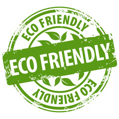 Eco Friendly healthy product green round rubber stamp icon. Eco Friendly 100 percent natural organic production stamp.
