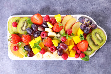 platter with fresh fruits- top view