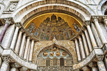 Fototapeta na wymiar Venice, Italy - Outside portal of the basilica of Saint Mark