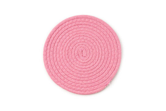 Pink Wool Pot Holder Or Fabric Hot Mat Isolated On White Background