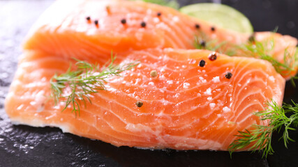 raw salmon fillet with lemon