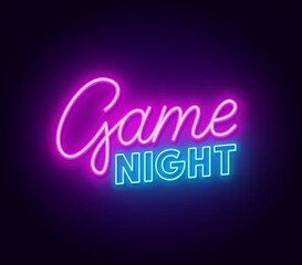 Game night neon sign on dark background. © TanyaFox