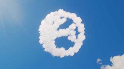 3d rendering of white clouds in shape of symbol of globe Europe on blue sky with sun