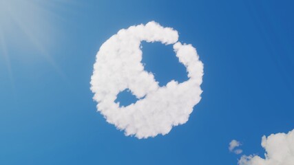 3d rendering of white clouds in shape of symbol of globe Asia on blue sky with sun