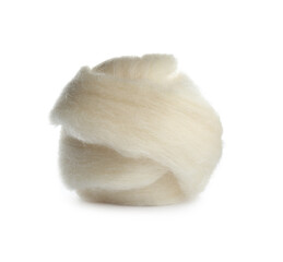 Fototapeta na wymiar Ball of combed wool isolated on white