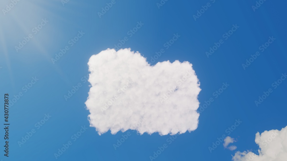Aufkleber 3d rendering of white clouds in shape of symbol of folder on blue sky with sun