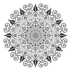 Vinatge abstract arabic allover black and white coloring flower mandala premium vector.