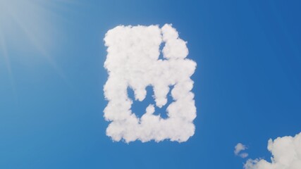 3d rendering of white clouds in shape of symbol of file word on blue sky with sun