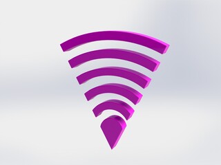 3D Rendering Purple Wifi Wireless Network Symbol isolated on white background – Illustration 
